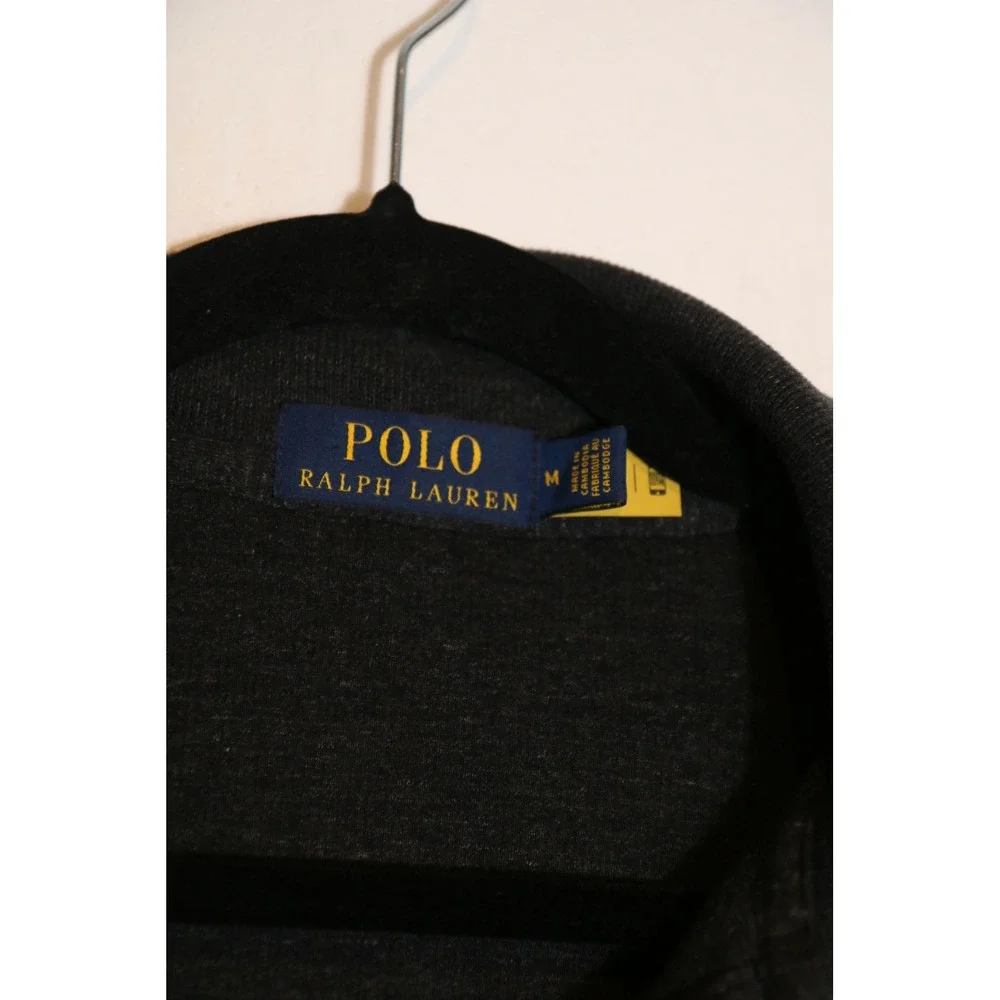 Polo Ralph Lauren Quarter Zip Pullover Sweater Medium Charcoal Gray 100% Cotton